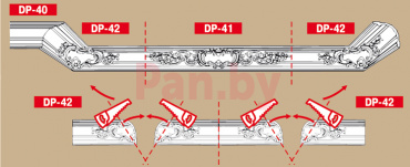 Угловой элемент для лепнины Декомастер DP 353R внутренний угол фото № 2