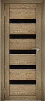 Межкомнатная дверь экошпон Юни Амати 3, Дуб Шале натуральный (черное стекло)