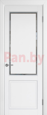 Межкомнатная дверь массив ольхи эмаль Belari Марсель 2 Белая эмаль Матовое стекло фото № 1