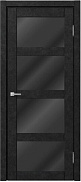 Межкомнатная дверь царговая экошпон МДФ Техно Профиль Dominika 124 Бетон антрацит (стекло черное)