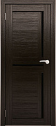 Межкомнатная дверь экошпон Юни Амати 18, Дуб венге (черное стекло)