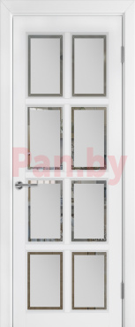 Межкомнатная дверь массив ольхи эмаль Belari Орлеано 3 Белая эмаль Матовое стекло (фальцет) фото № 1