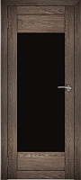 Межкомнатная дверь экошпон Юни Амати 14, Дуб Шале корица (черное стекло)
