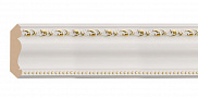 Плинтус потолочный из пенополистирола Декомастер Белый с золотом 155s-54 (35*35*2400мм)
