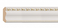 Плинтус потолочный из пенополистирола Декомастер Белый с золотом 155s-54 (35*35*2400мм)