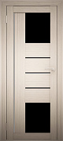 Межкомнатная дверь экошпон Юни Амати 21, Дуб беленый (черное стекло)