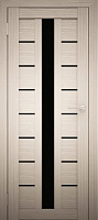 Межкомнатная дверь экошпон Юни Амати 17, Дуб беленый (черное стекло)