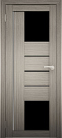 Межкомнатная дверь экошпон Юни Амати 21, Дуб дымчатый (черное стекло)