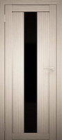 Межкомнатная дверь экошпон Юни Амати 5, Дуб беленый (черное стекло)