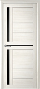 Межкомнатная дверь МДФ экошпон Albero Мегаполис Кельн Кипарис Белый, черное стекло