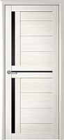 Межкомнатная дверь МДФ экошпон Albero Мегаполис Кельн Кипарис Белый, черное стекло