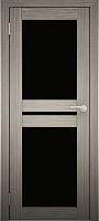 Межкомнатная дверь экошпон Юни Амати 19, Дуб дымчатый (черное стекло)