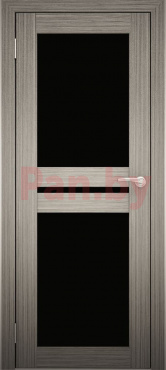 Межкомнатная дверь экошпон Юни Амати 19, Дуб дымчатый (черное стекло) фото № 1