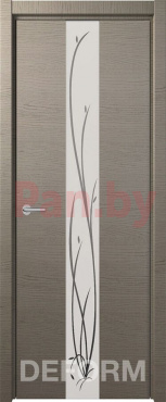 Межкомнатная дверь экошпон Deform Серия H Н-4, Дуб французский серый Белое зеркало с рисунком