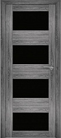 Межкомнатная дверь экошпон Юни Амати 2, Дуб Шале графит (черное стекло)
