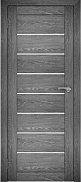 Межкомнатная дверь экошпон Юни Амати 1, Дуб Шале графит (белое стекло)
