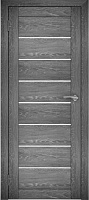 Межкомнатная дверь экошпон Юни Амати 1, Дуб Шале графит (белое стекло)