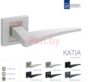Ручка дверная Nomet Standard Katia T-1551-121.P60-G8 (белый глянец-благородная сталь) фото № 2