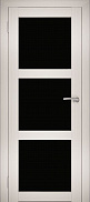 Межкомнатная дверь экошпон Юни Амати 20, Эшвайт (черное стекло)
