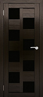 Межкомнатная дверь экошпон Юни Амати 13, Дуб венге (черное стекло)