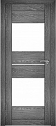 Межкомнатная дверь экошпон Юни Амати 16, Дуб Шале графит (белое стекло)
