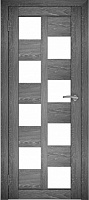 Межкомнатная дверь экошпон Юни Амати 13, Дуб Шале графит (белое стекло)