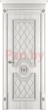 Межкомнатная дверь МДФ шпонированная Юркас Премиум Флоренция 3 ДГ - Эмаль серебро фото № 1