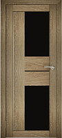 Межкомнатная дверь экошпон Юни Амати 22, Дуб Шале натуральный (черное стекло)