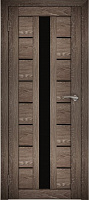 Межкомнатная дверь экошпон Юни Амати 17, Дуб Шале корица (черное стекло)