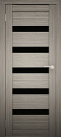 Межкомнатная дверь экошпон Юни Амати 3, Дуб дымчатый (черное стекло)