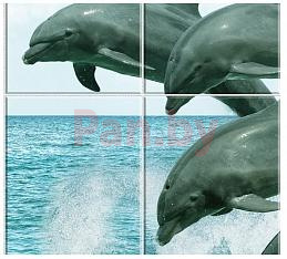 Панель ПВХ (пластиковая) с фотопечатью Кронапласт Unique Океан дельфины 2700*250*8 фото № 2