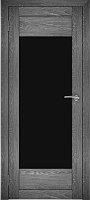 Межкомнатная дверь экошпон Юни Амати 14, Дуб Шале графит (черное стекло)