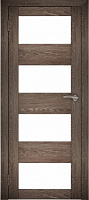 Межкомнатная дверь экошпон Юни Амати 2, Дуб Шале корица (белое стекло)