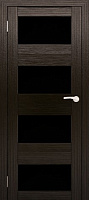 Межкомнатная дверь экошпон Юни Амати 2, Дуб венге (черное стекло)