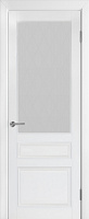 Межкомнатная дверь массив ольхи эмаль Belari Лион 2 Белая эмаль Матовое стекло (ромб)