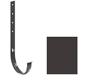 Кронштейн (держатель) водосточного желоба Krop PVC 130/90 длинный, металл для ПВХ, серо-коричневый, RAL 8019
