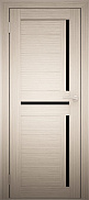 Межкомнатная дверь экошпон Юни Амати 18, Дуб беленый (черное стекло)