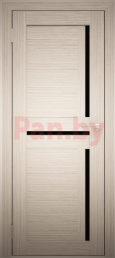Межкомнатная дверь экошпон Юни Амати 18, Дуб беленый (черное стекло)