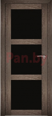 Межкомнатная дверь экошпон Юни Амати 20, Дуб Шале корица (черное стекло)