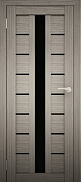 Межкомнатная дверь экошпон Юни Амати 17, Дуб дымчатый (черное стекло)