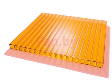 Поликарбонат сотовый Sunnex Оранжевый 6000*2100*4 мм, 0,55 кг/м2 фото № 1