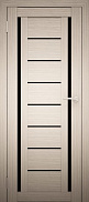 Межкомнатная дверь экошпон Юни Амати 6, Дуб беленый (черное стекло)