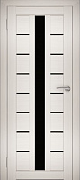Межкомнатная дверь экошпон Юни Амати 17, Эшвайт (черное стекло)