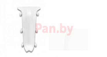 Угол внутренний для плинтуса ПВХ Ideal Деконика 001-G Белый глянцевый 55 мм фото № 1