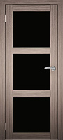 Межкомнатная дверь экошпон Юни Амати 20, Дуб дымчатый (черное стекло)