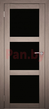 Межкомнатная дверь экошпон Юни Амати 20, Дуб дымчатый (черное стекло) фото № 1