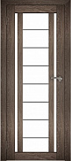 Межкомнатная дверь экошпон Юни Амати 11, Дуб Шале корица (белое стекло)