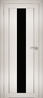 Межкомнатная дверь экошпон Юни Амати 5, Эшвайт (черное стекло)