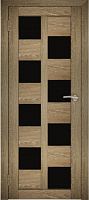 Межкомнатная дверь экошпон Юни Амати 13, Дуб Шале натуральный (черное стекло)