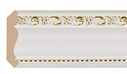 Плинтус потолочный из пенополистирола Декомастер Белый с золотом 154-54 (76*76*2400мм)